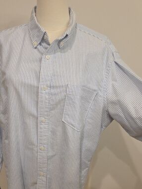 1901 Light Blue and White Striped Button-Down Shirt Monlake Wash
